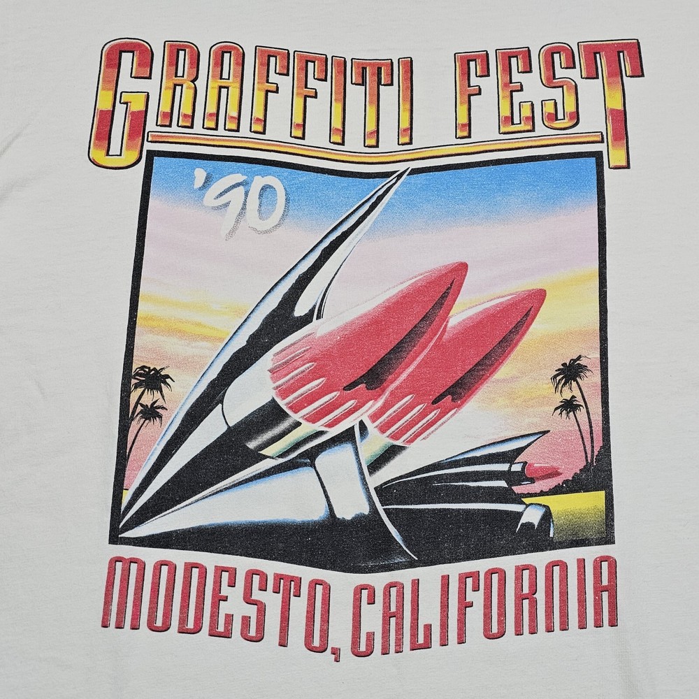 Vtg Graffiti Fest 90’s Shirt Mens L Modesto California 1959 Cadillac El Dorado