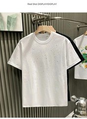 New Fashion Trend Rhinestone Hot Diamonds Summer Short Sleeve Luxury Men T-Shirt