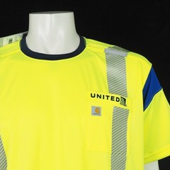 New Carhartt Force High Visibility Tee Shirt Mens XL Yellow Work United Airlines