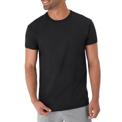 7 Pack Mens Stay-Tucked 100% Cotton Crew T-Shirts, Best Undershirts Large Black
