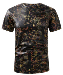 MENS PREMIERE Casual SLIM FIT SHORT SLEEVE SHIRT BLACK GOLD REPTILE NEW NWT 201B