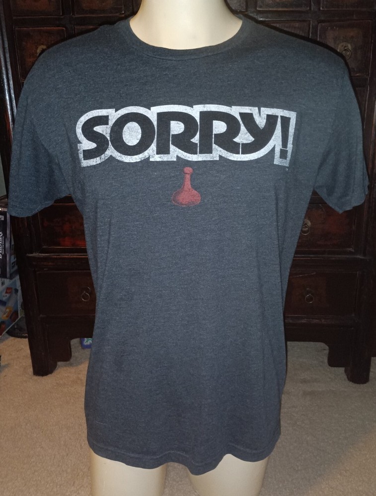 Sorry Shirt Large L Grey T-Shirt Boardgame Sorry Mattel Soft Material Slim Retro