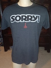 Sorry Shirt Large L Grey T-Shirt Boardgame Sorry Mattel Soft Material Slim Retro