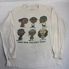 Asap MOB too cozy tour LS shirt white Med RIP ASAP YAMS peanuts cartoon spoof