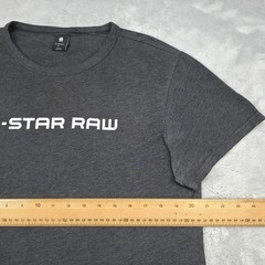 G Star Raw Logo T Shirt Charcoal Grey Marl Graphic Crew Neck Casual Large L