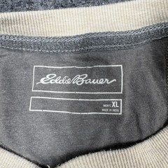 Eddie Bauer Henley Shirt Mens XL Beige Long Sleeve Waffle Knit Thermal Tagless