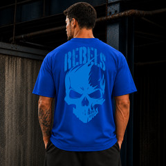 Oversized Skull Graphic Print Cotton T-Shirt Men’s Streetwear Gym Workout Sport
