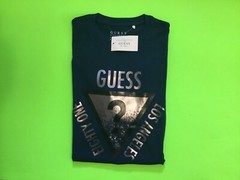 GUESS Los Angeles Men’s Short Sleeve T-Shirt Size LARGE Blue w/Dark Silver NEW