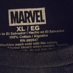 Marvel Men’s XL Black Graphic Print T-Shirt Short Sleeve Crew Neck RN#36947