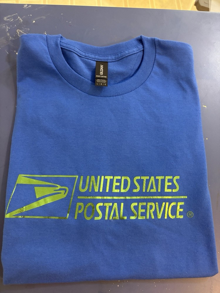 USPS tee with green/foil logo sz L