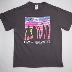 Oak Island NC Surfboard Sunset Mens Size Large Gray Short Sleeve T-Shirt