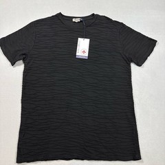 MIDA Undici Textured Crinkle T-Shirt Men’s M Black Premium Cotton Made Italy