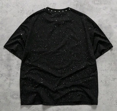 New Men Luxury Sequin Glitter Fashion Black Rivet T-Shirt High Quality
