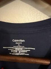 Calvin Klein Men Classic Fit V Neck T Shirt Navy Blue Medium Casual Short Sleeve