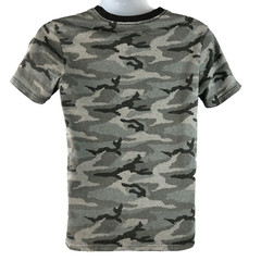 Edwin Jeans Japan Mens T-Shirt size Small Gray Camo V-Stitch Collar Embroidered