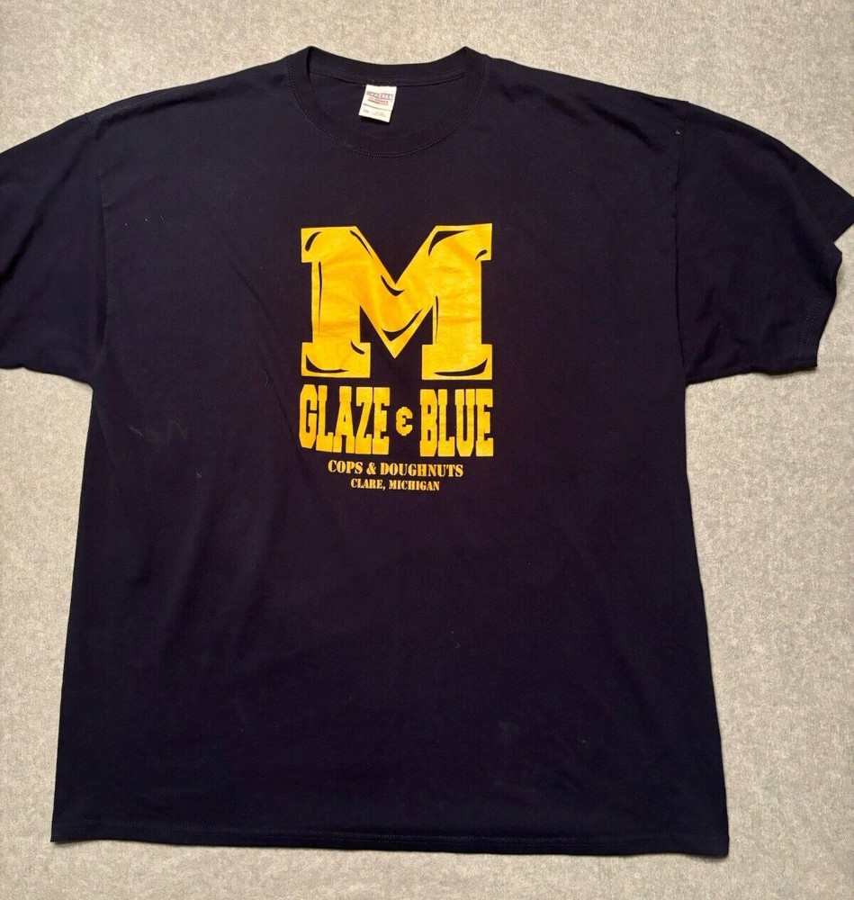Michigan T-Shirt Men’s 2XL Navy Glaze & Blue Claire MI Jerzees Short Sleeve