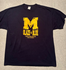 Michigan T-Shirt Men’s 2XL Navy Glaze & Blue Claire MI Jerzees Short Sleeve