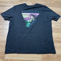 Chubbies Shirt Mens 2XL Black Win The Weekend Flamingo Pocket Graphic Tee