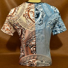 Versace Men’s Medusa Multicolor Greek Key Graphic Short Sleeve Tee Size M