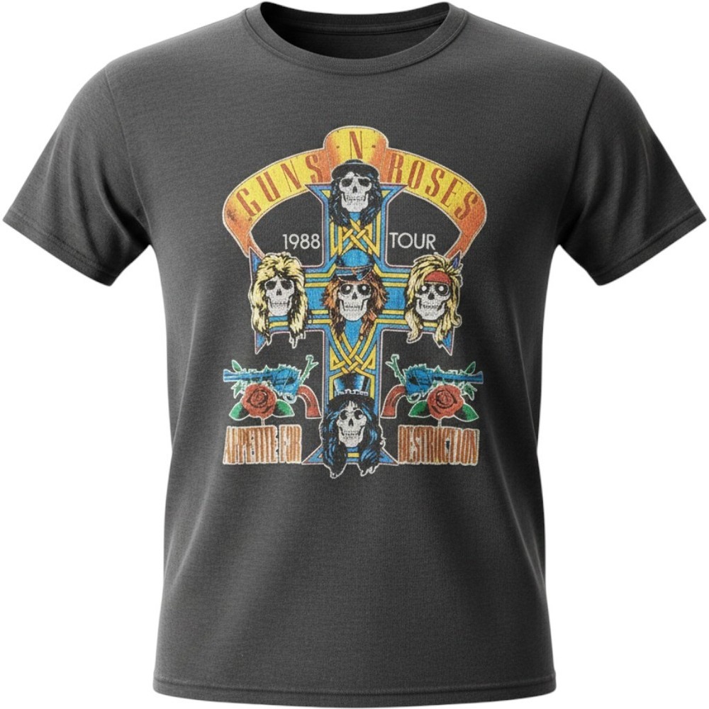 Vintage Guns N Roses Shirt Mens XL Black 1988 Tour Appetite For Destruction Band