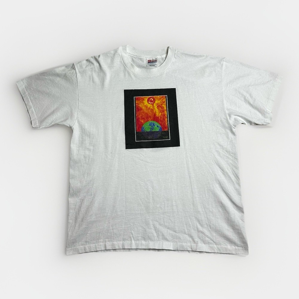 Vintage 80s Hanes 50/50 Global Warming Earth Climate Change T-Shirt Men’s Large