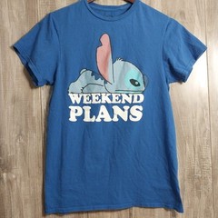 Disney’s Lilo & Stitch Men’s Size Small “Weekend Plans” Blue Graphic Tee