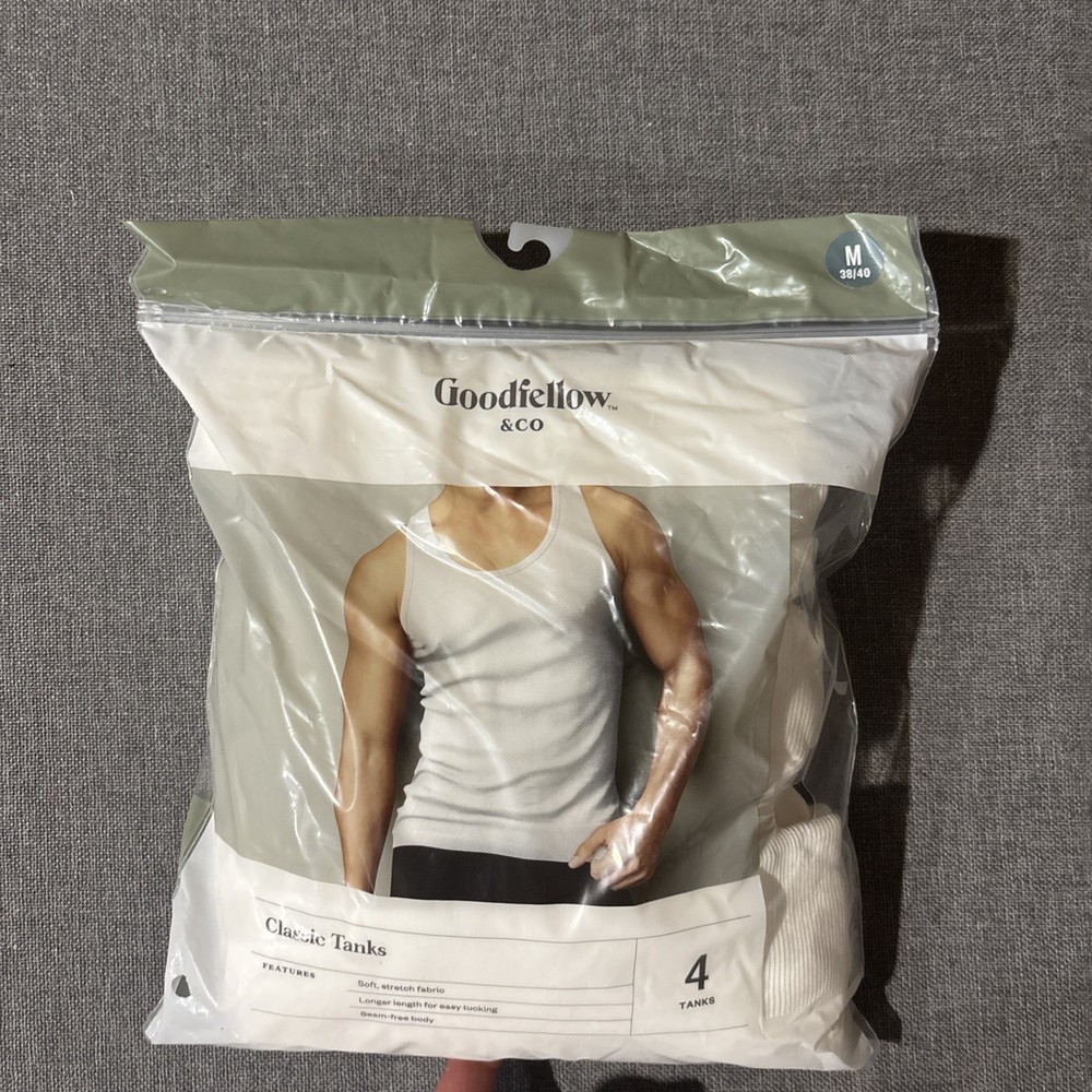 Goodfellow & Co Men’s 4pk Ribbed Tank Top – (Small, White)