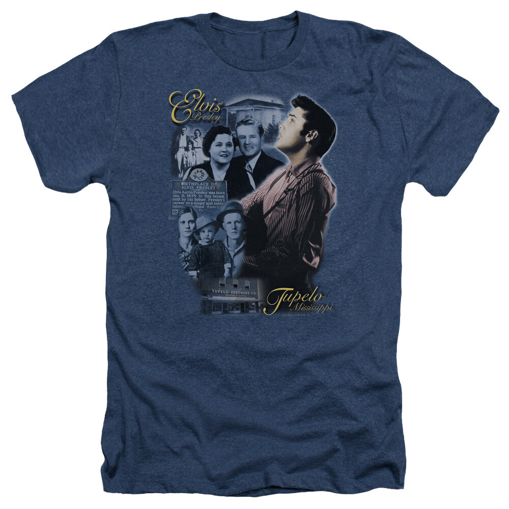 Elvis Presley Heather T-Shirt Collage Navy Tee