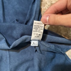Cotton Citizen Shirt Mens Large Blue Short Sleeve Raw Split Hem 100% Supima USA