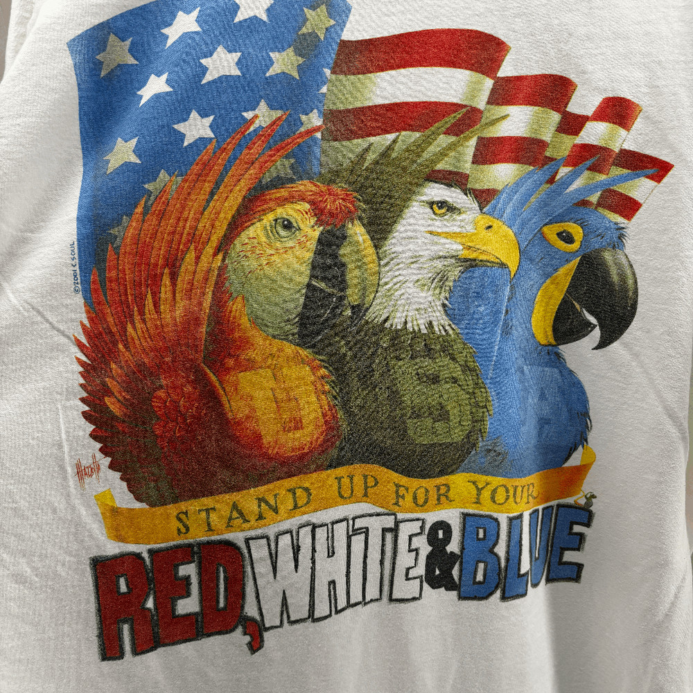 Caribbean Soul USA Shirt VTG 2001 American Flag 9/11 Tribute White Tee Size 2XL