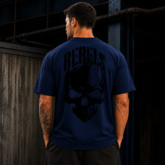 Oversized Skull Graphic Print Cotton T-Shirt Men’s Streetwear Gym Workout Sport