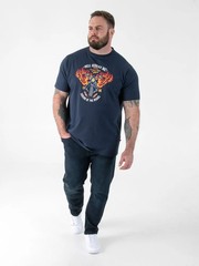 D555 Duke Big Mens Printed T-Shirt Motorbike Print Navy 2XL 3XL 4XL-10XL 601900