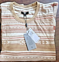 Frye Men’s Southwestern Short Sleeve Striped Crewneck T-Shirt Neutral Beige L