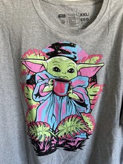Neff x Star Wars Men’s XXL Baby Yoda Mandalorian Graphic T-Shirt Heather Gray