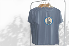 Blue Moon Grey Cat Illustration T-Shirt | Lunar Cat Graphic