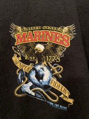 Vintage United States Marines Black Graphic T-Shirt Mens Medium Y2K 2008 7.62