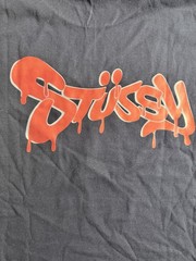 Stussy Shirt Paint Design Spell out Size XL Navy NWT Double Sided Streetwear