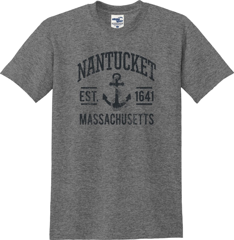 Nantucket Massachusetts Est. 1641 Anchor Distressed Unisex T-Shirt (S-5X)