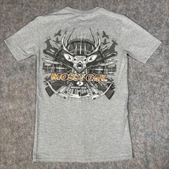 Mossy Oak Graphic T-Shirt Mens S Grey Break-Up Country Hunting Buck deer hunt