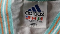 Adidas Shirt Mens Medium Gray Colorblock V Neck Raglan Striped Collar Tee