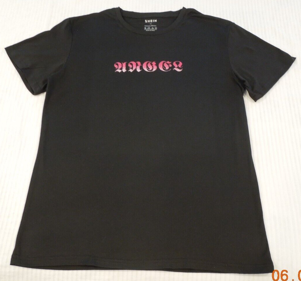 NWOT SHEIN Men’s T-Shirt Black Size M ~ Graphic Wings “ANGEL”