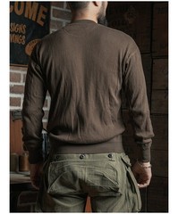 Bronson Mens Ribbed Henley Neck T-Shirt Cotton Casual Long Sleeve Tops