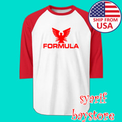 Formula Boats Speed Racing Men’s Raglan White Red Size S to 2XL