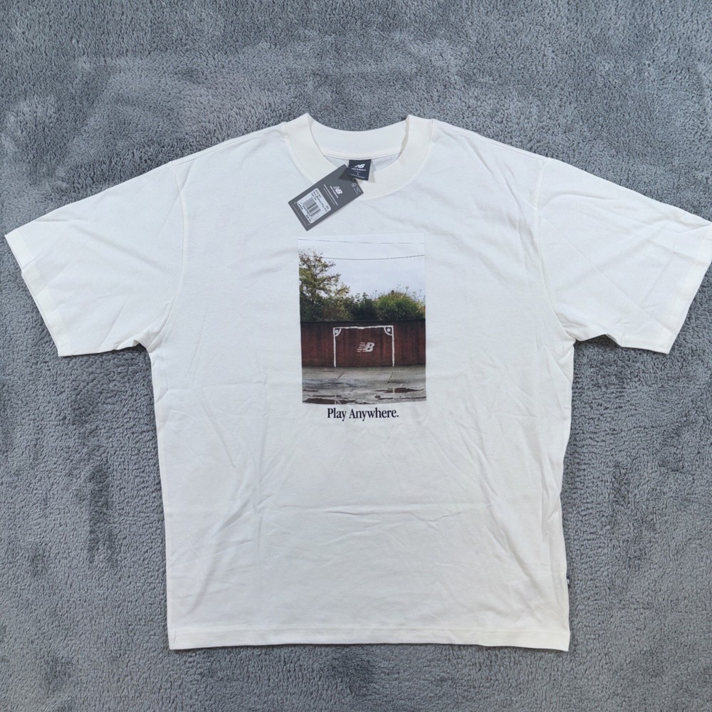 New Balance Play Anywhere Salt Tee Men’s White Short Sleeve T-Shirt Sz Large