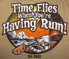 Time Flies When Having Rum Big Dog Tee Shirt 6X Pebble Brown Cotton New