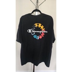 Champion Mens XXL Black Graphic T-Shirt Short Sleeve Crew Neck Script Logo Tee
