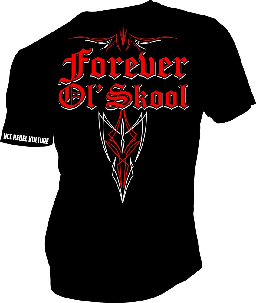 HOOLIGANZ TEE SHIRT HOT ROD ROCKABILLY FOREVER OL SKOOL REBEL TEE SHIRT SUPPORT