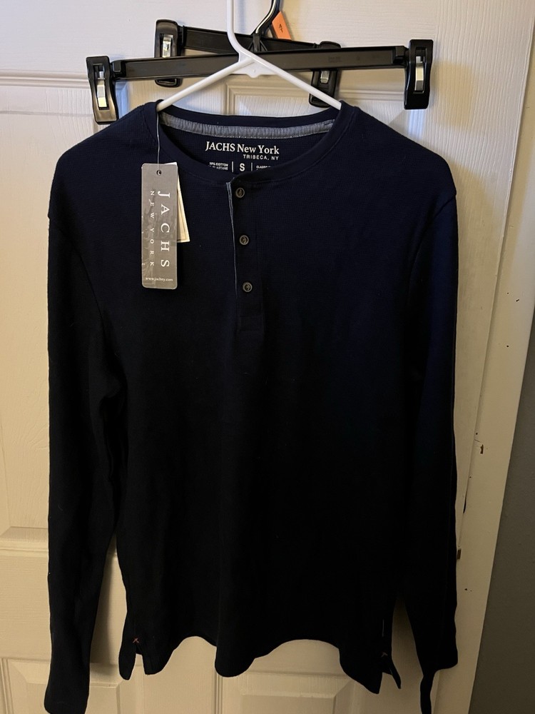 Jachs New York Henley Shirt Mens Small Thermal Waffle Knit Long Sleeve NWT