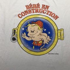 Vintage Bebe En Construction Shirt Mens XL White Fruit Of The Loom Pregnancy