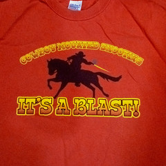 Vintage Mounted Shooting Tee USA Western Rodeo Horse Cowboy Graphic Mens L